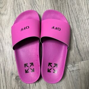 Off White Printed Pool Slides